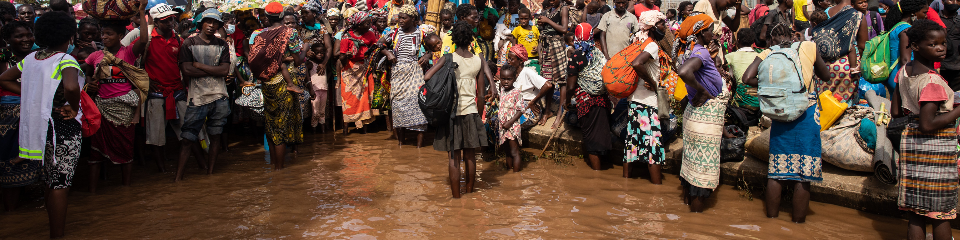 Crowd of people on a flooded street